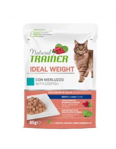 Natural Trainer Busta Gatto Ideal Weight Merluzzo gr 85. Cibo Umido Per Gatti