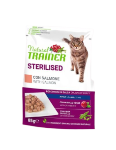 Natural Trainer Busta Gatto Sterilised Con Salmone GR.85. Cibo Umido Per Gatti 2