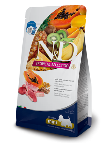 Natural and delicious  Dog Tropical Selection Agnello Adult Mini kg.5. crocchette per cani.