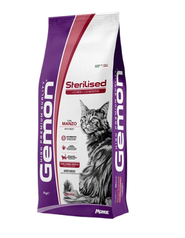Gemon  Cat Complete Sterlizzato  Manzo Kg.7. Cibo secco per gatti .