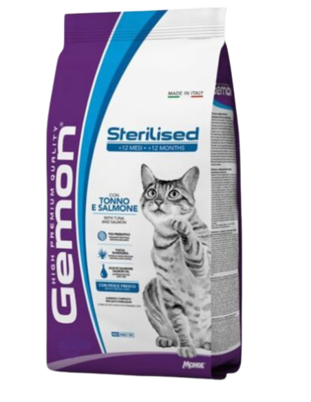 Gemon Cat Sterilizzato . Complete Tonno e Salmone kg.2. Cibo Secco Per  Gatti.