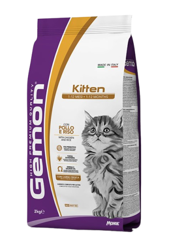 Gemon Cat Kitten Pollo e Riso kg.2. Cibo per cuccioli di Gatto .