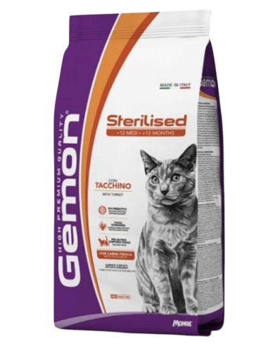 Gemon Cat  Sterilized Tacchino Kg.7. Cibo Secco Per Gatti .