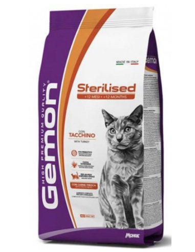 Gemon Cat  Sterilized Tacchino Kg.7. Cibo Secco Per Gatti .