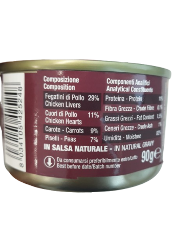 LIFE Natural Dog Fegatini di Pollo con Cuori di Pollo Gr.90. Cibo Umido Per Cani .