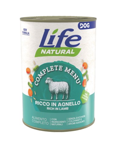 LIFE Natural Dog Complete Menù con Agnello 400gr. Cibo Umido per Cani .
