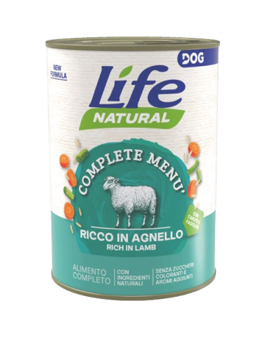 LIFE Natural Dog Complete Menù con Agnello 400gr. Cibo Umido per Cani .