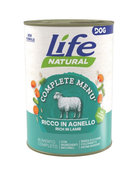 LIFE Natural Dog Complete Menù con Agnello 400gr. Cibo Umido per Cani .