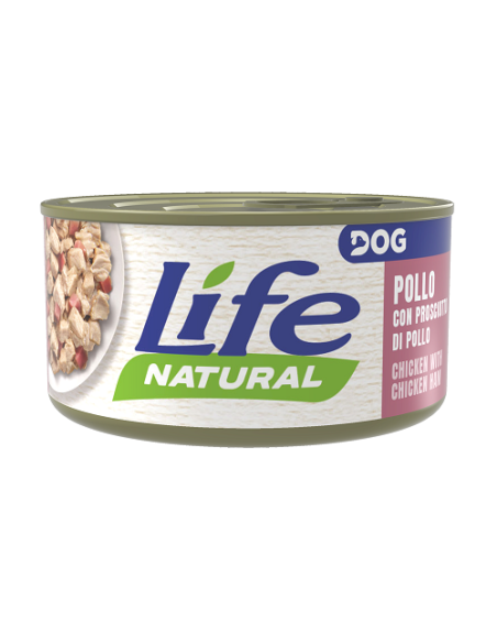 LIFE Natural Dog Pollo con Prosciutto di Pollo Gr.90. Cibo Umido Per Cani