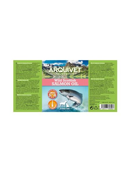 Arquivet Olio Di Salmone Scozzese per Cani e Gatti  1 LT. Integratori per cani e gatti