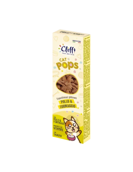 Cliffi Cat Pops Chrunchy Treats Pollo e Formaggio gr 50. Snack Per Gatti .