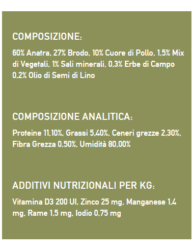 Isegrim Roots Super Premium Adult Field Anatra e cuori gr 410. Cibo Umido Per cani.