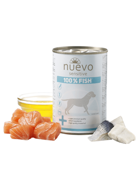 Nuevo Cane Sensitive 100 % pesce gr 400. Cibo Umido per cani.