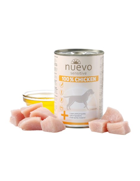 Nuevo Cane Sensitive 100 % Pollo 400 gr. Cibo Umido Per Cani .