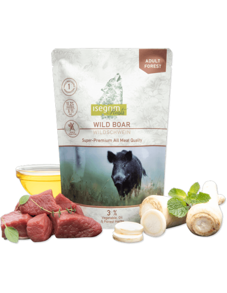 Isegrim Roots Super Premium Adul Cinghiale gr 410. Cibo Umido Per Cani.