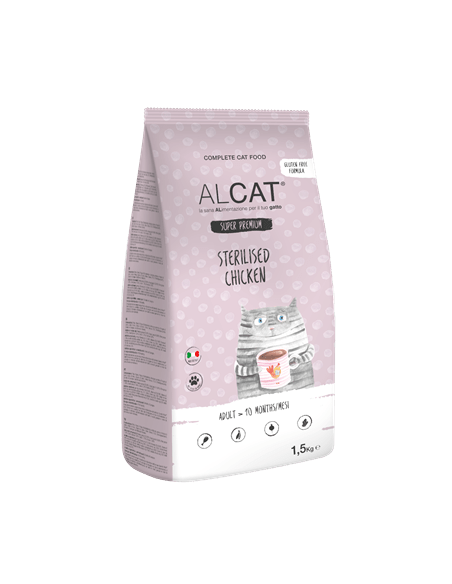 Alcat Sterilised Pollo kg.1,5. Cibo Secco Per Gatti.