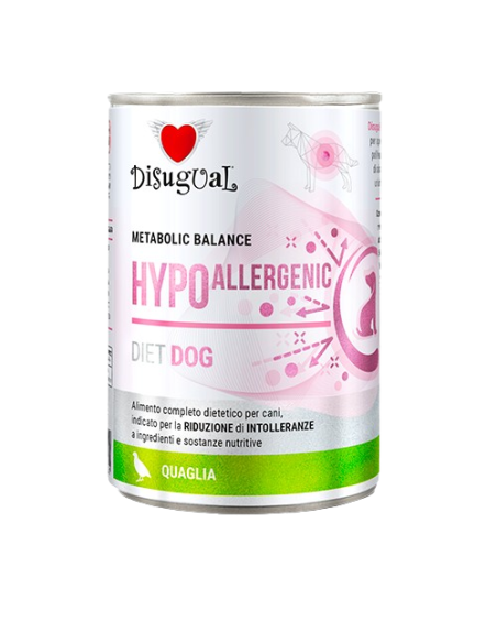 Disugual Diet Cane Hypoallergenic Quaglia gr 400. Diete . Cibo Umido Per Cani.