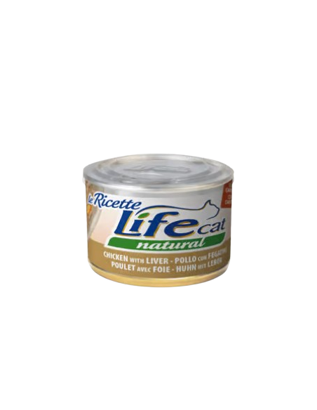 Life Cat Le Ricette Pollo e Fegatini gr 150. Cibo Umido Per Gatti.