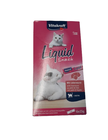 Vitakraft Cat Liquid Snack Fegato+Biotina 6pz x15 gr. Snack per gatti .