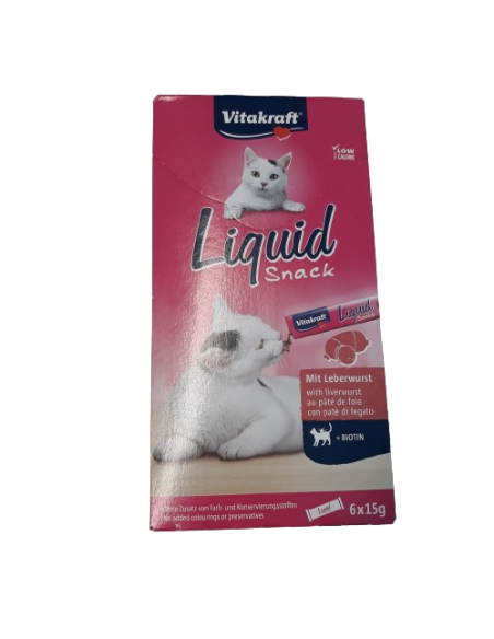 Vitakraft Cat Liquid Snack Fegato+Biotina 6pz x15 gr. Snack per gatti .