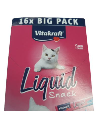 Vitakraft Cat Liquid Snack Fegato+ Salmone 16pz x15 gr. Snack Per Gatti .