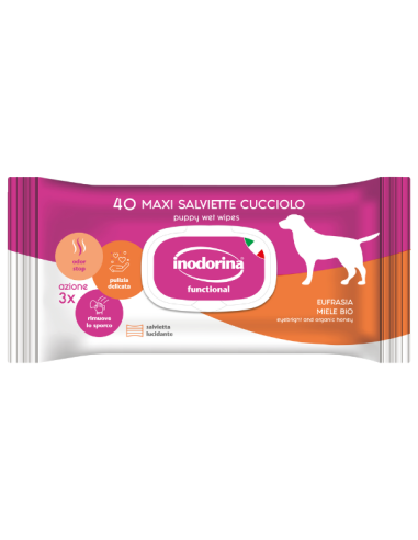 Salviette Inodorina cuccioli 40pz. Igienici Per Cani