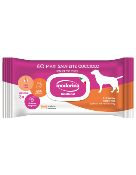 Salviette Inodorina cuccioli 40pz. Igienici Per Cani