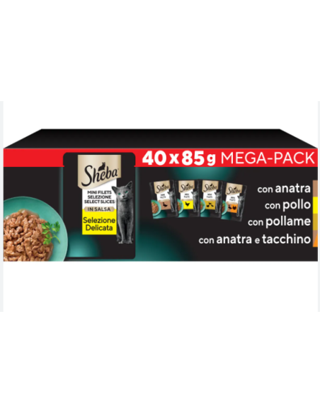 Sheba Selezione Delicata In Salsa  Multipack 40x85gr. Cibo Umido Per Gatti