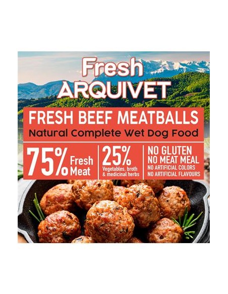 Arquivet Fresh umido Cane Adult Polpette Manzo gr 400. Cibo Umido Per Cani.