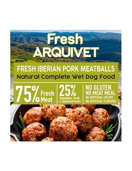 Arquivet Fresh Umido Cane Adult Polpette Maiale gr 400. Cibo Umido Per Cane.