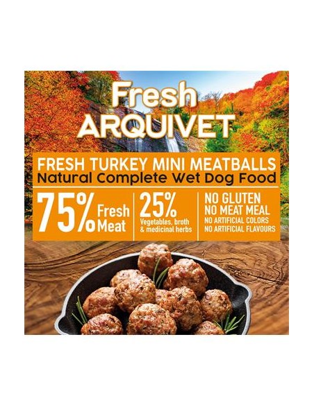 Arquivet Fresh umido Cane Adult Mini Polpette  Tacchino 200 GR. Cibo Umido Per Cani