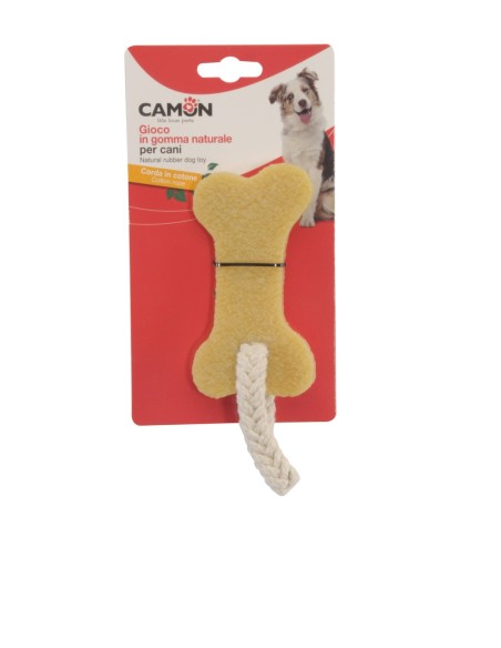 Gioco Cane Gomma Naturale Con Corda Osso Piccolo cm 12. Giochi Per Cani .