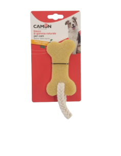 Gioco Cane Gomma Naturale Con Corda Osso Piccolo cm 12. Giochi Per Cani . 2