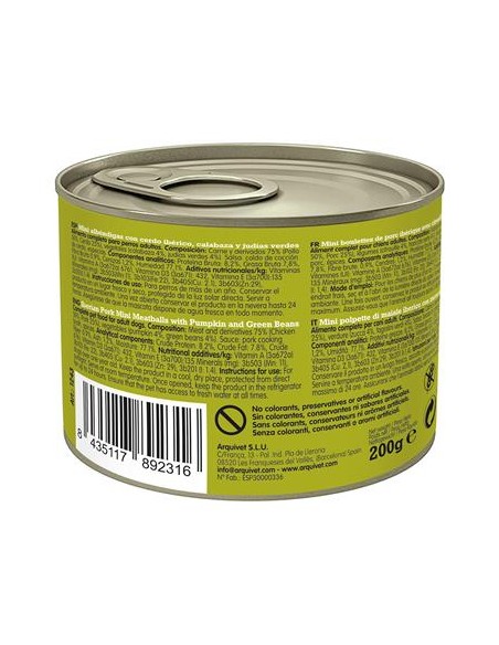 Arquivet Fresh Umido Cane Adult Mini Polpette  Maiale gr 200. Cibo Umido Per Cani