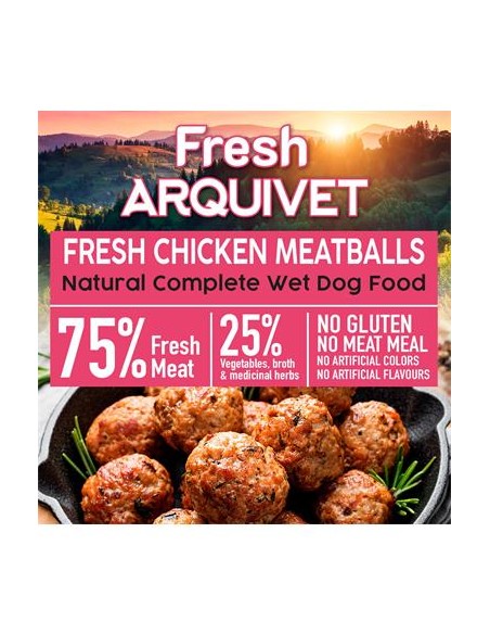 Arquivet Fresh Umido Cane Adult Polpette Pollo gr 400 . Cibo Umido Per Cani .