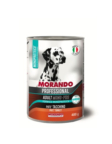 Morando Monoproteico pate' Tacchino gr.400. Cibo Umido Per Cani.