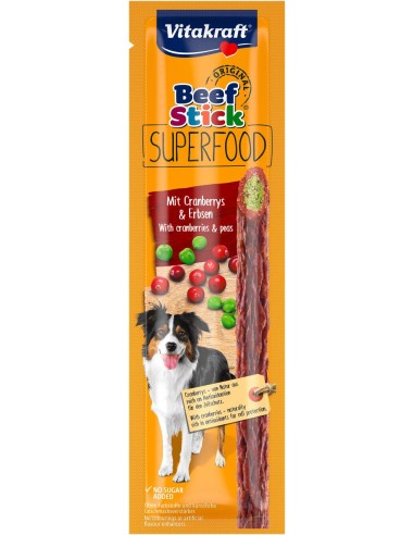 Vitakraft Snack Cane Beef stick Superfood piselli e mirtilli rossi gr.25. Snack per cani