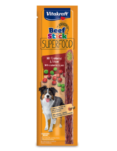 Vitakraft Snack Cane Beef stick Superfood piselli e mirtilli rossi gr.25. Snack per cani