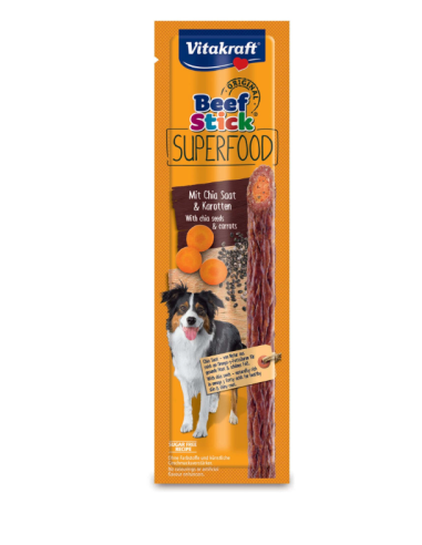 Vitakraft Snack Cane Beef stick Superfood semi di chia e carote gr.25. Snack per cani.