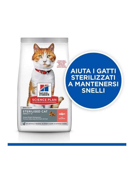 Hill's Sterilised Cat Salmone kg 1,5. Cibo Secco Per Gatti