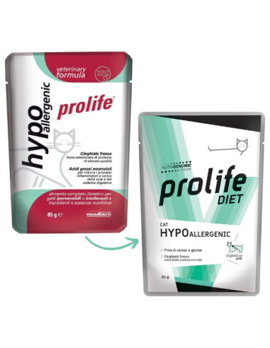 Prolife cat Veterinary Hypo Allergenic Busta gr 85. Diete Cibo Umido Per Gatti