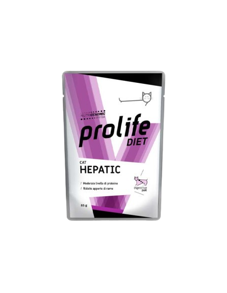 Prolife cat Veterinary Hepatic Busta gr 85. Diete Cibo Umido Per Gatti