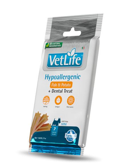 Vet Life Dog Treats Hypo Pesce e Patate Mini Gr.60.  Snack Per Cani .