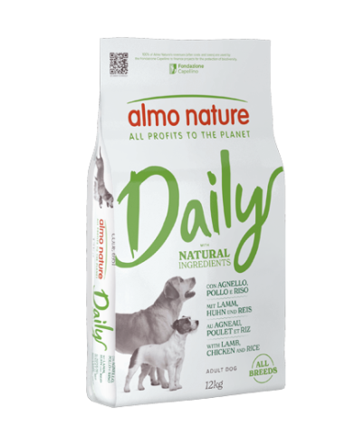 Almo Daily Dog Agnello Pollo e Riso Kg.12 All Breeds. Crocchette per cani .