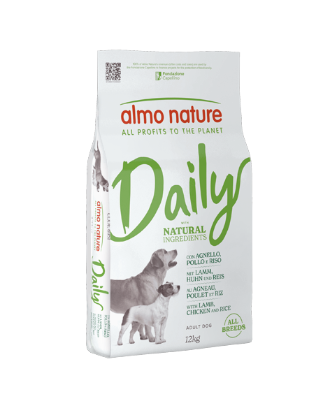 Almo Daily Dog Agnello Pollo e Riso Kg.12 All Breeds. Crocchette per cani .