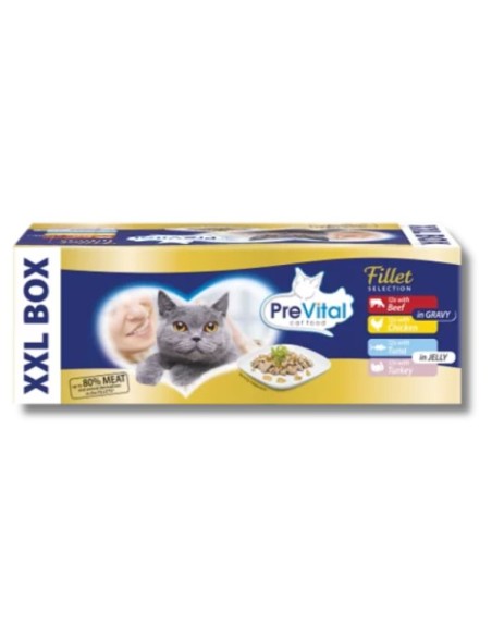 Prevital Multipack Giga Box Fillet Selection   Gravy/Jelly 48x gr.85. Cibo Umido Per Gatti .