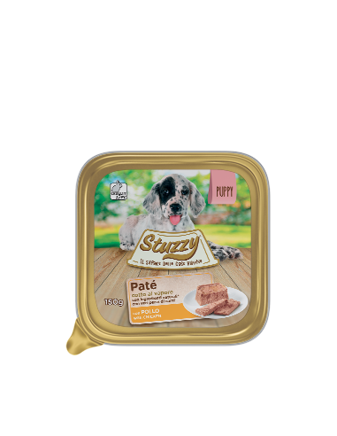 Mister Stuzzy, Cibo Umido per Cuccioli al gusto Pollo, Paté e Carni in Pezzi