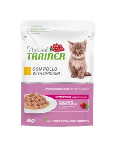 Natura Trainer Busta Gatto Kitten and Young Pollo Gr 85. Cibo Per Cuccioli di gatto .