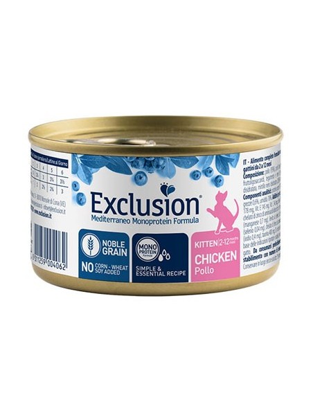 Exclusion Mono Noble Grain Kitten gr 85. Cibo Per Cuccioli di Gatto