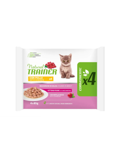 Natural Trainer Flowpack Kitten and Young 4X85 gr. Cibo per Cuccioli di gatto.